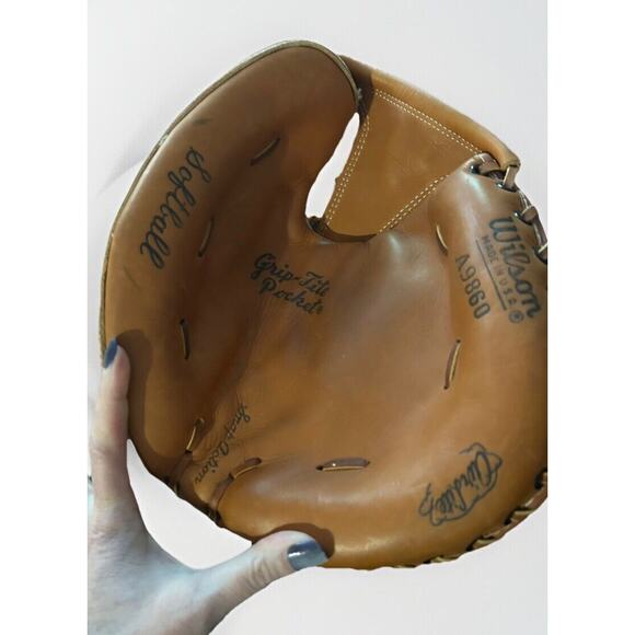 Vintage Wilson A9860 Softball Catchers Mitt Made In USA NWOT Brown‎ Leather - Picture 3 of 14